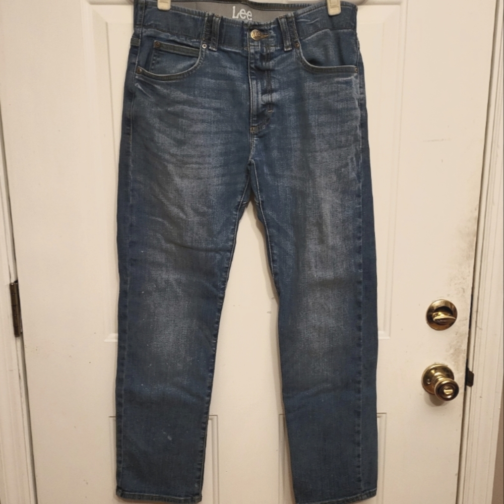 Men's Lee Slim Straight Jeans, Dark Blue Size 32w-30l